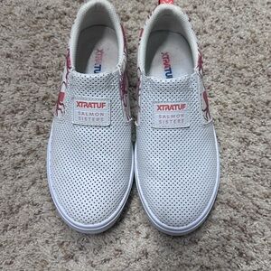 Salmon Sisters Slip-On Shoes in White with Octopus